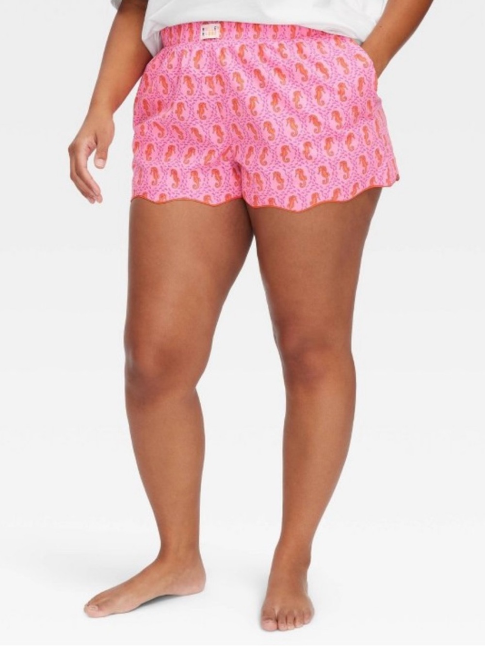 Roller Rabbit Boxer Shorts Pajama Pink Orange Seahorse Scallops Size Large NWT
